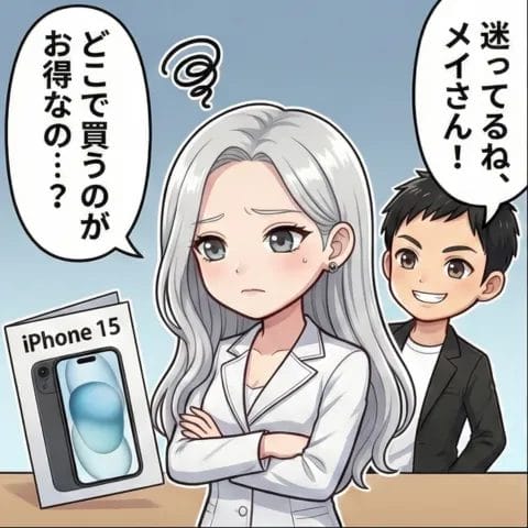 iphone15 4コマ漫画 1コマ目 | 安く買う匠 iPhone15 4コマ漫画 1コマ目